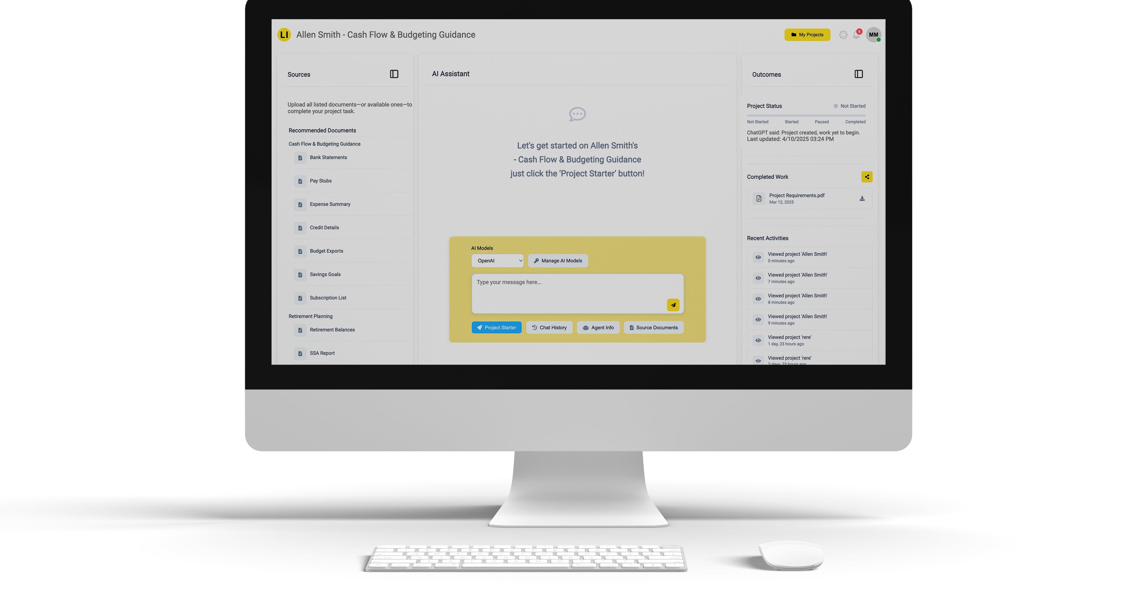 Screenshot of the platform dashboard